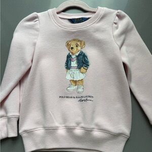 Polo by Ralph Lauren Girls Pink Bear Graphic Sweatshirt